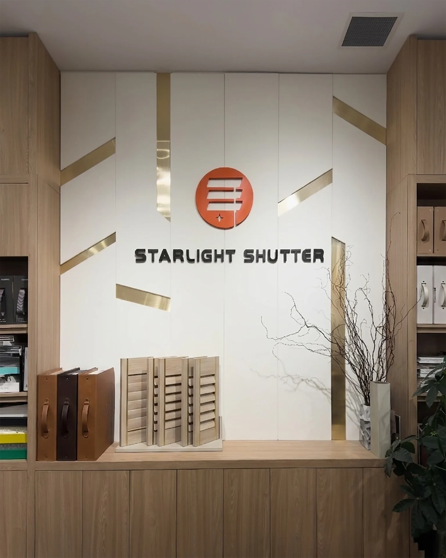 Starlight Shutter showroom in the Greater Toronto Area, featuring custom window treatments and the Starlight Shutter logo