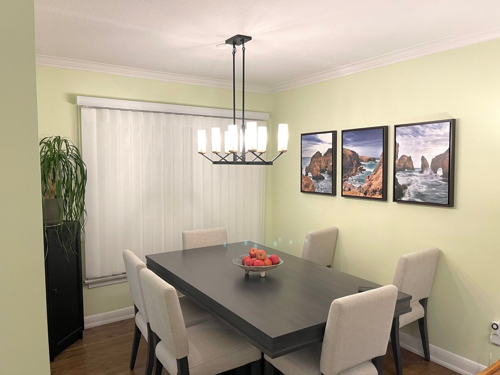 Dream Shades vertical sheer tilted for privacy in a Toronto room