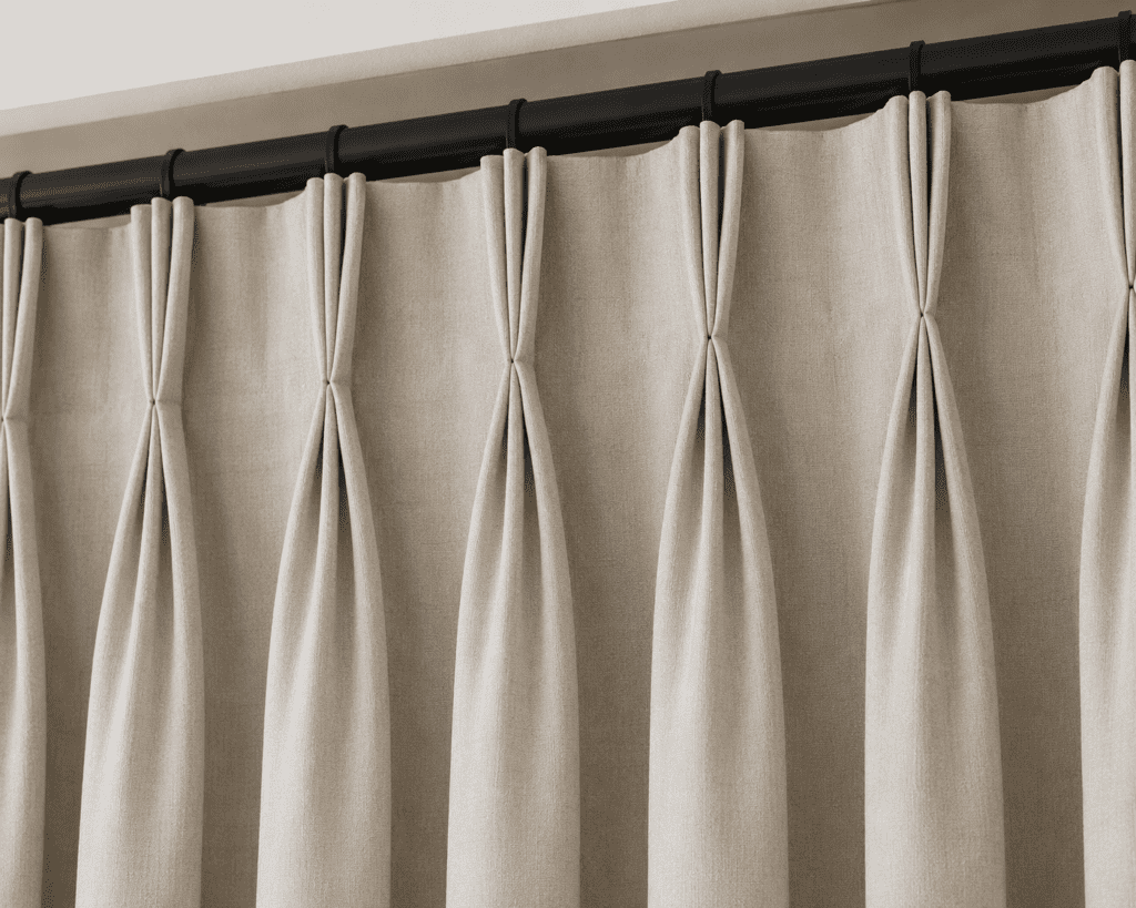 a close up curtain with pinch pleat