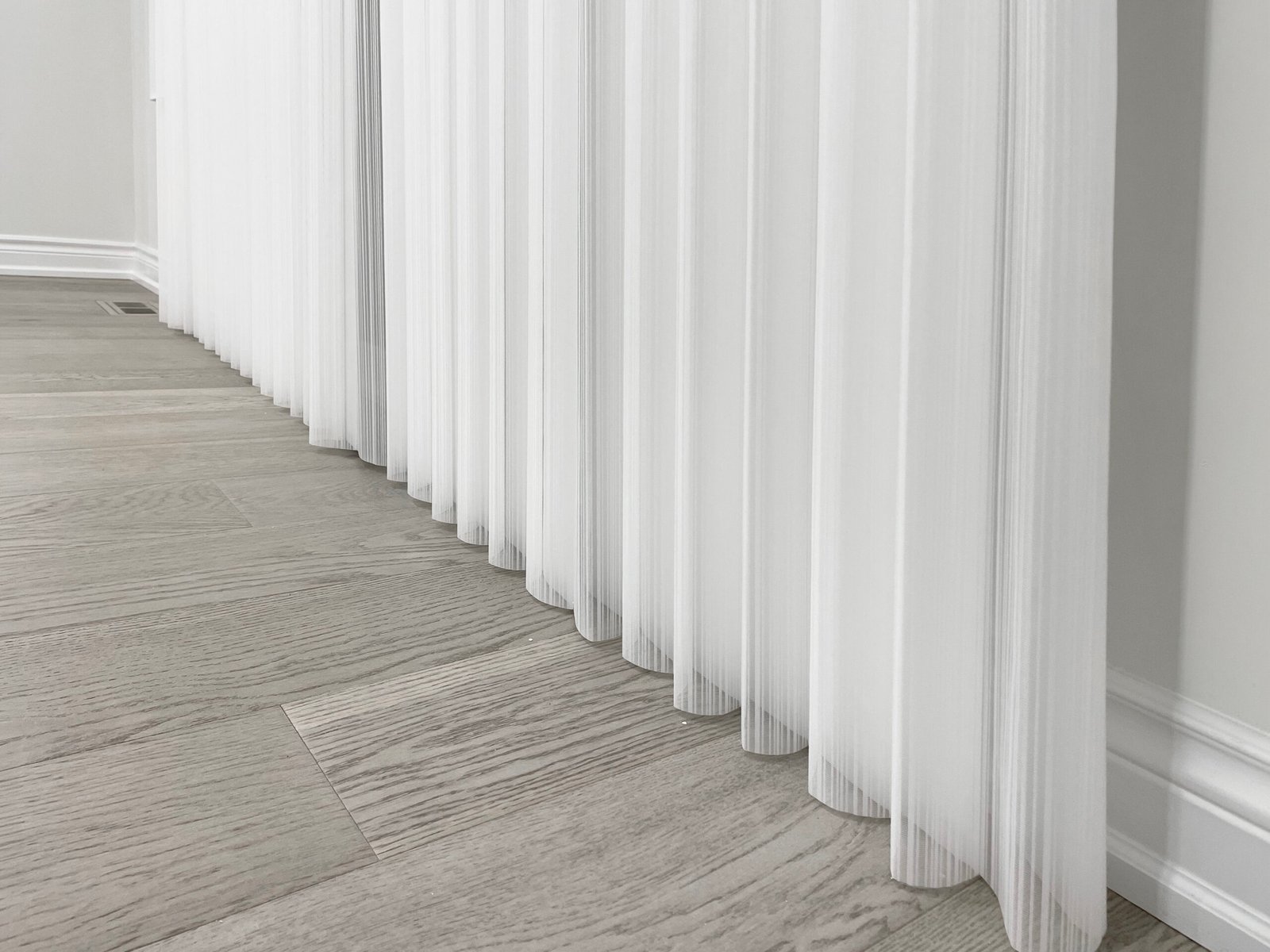 Dream shades with floating sheer fabric vanes in a bright Toronto room