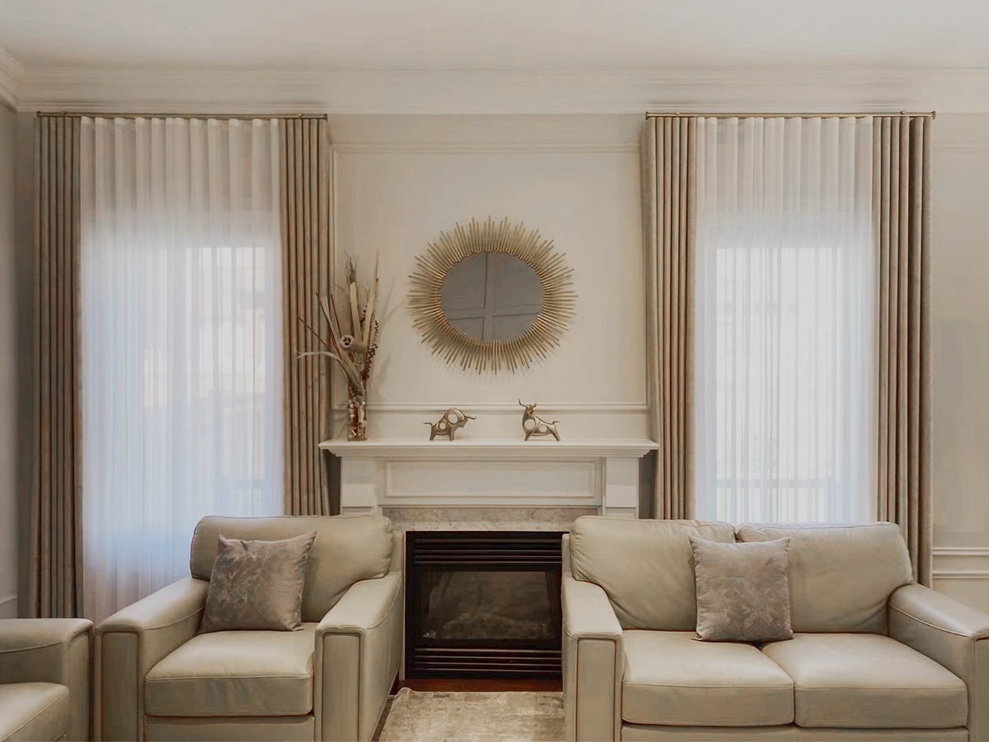Blackout drapery in an elegant Toronto living room