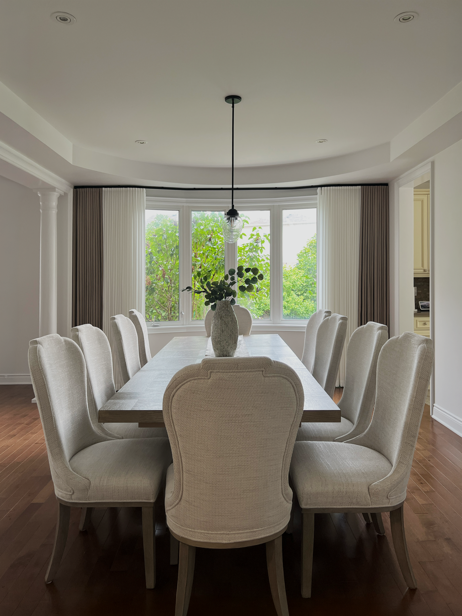 Custom drapery installed in a Milton home by Starlight Shutter