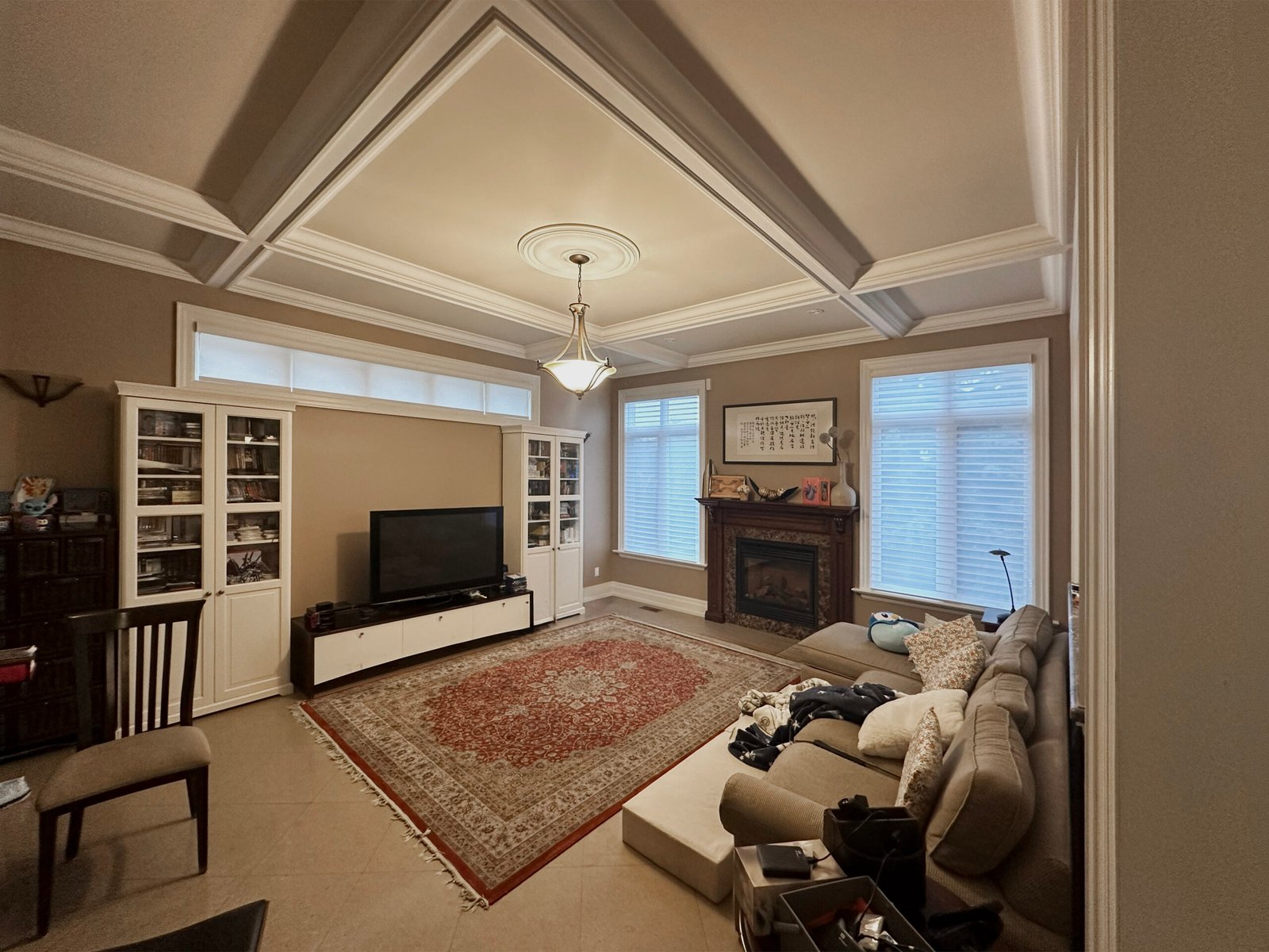 Charcoal triple sheer Vienna shades in a Toronto dining room