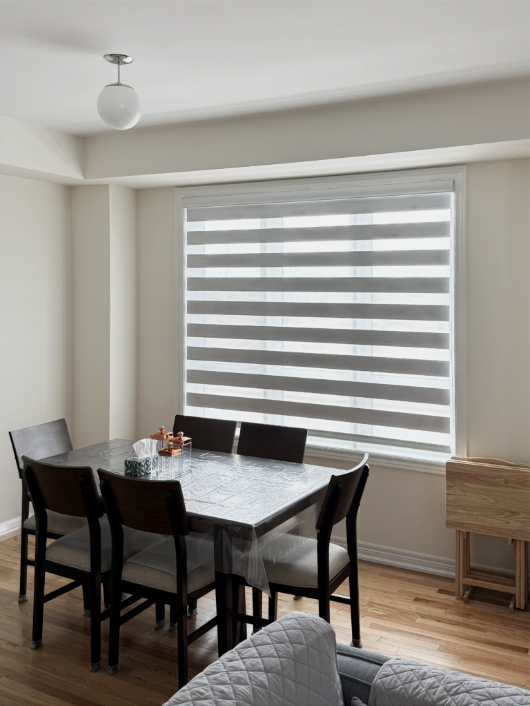 zebra blinds installed in a brampton dining area