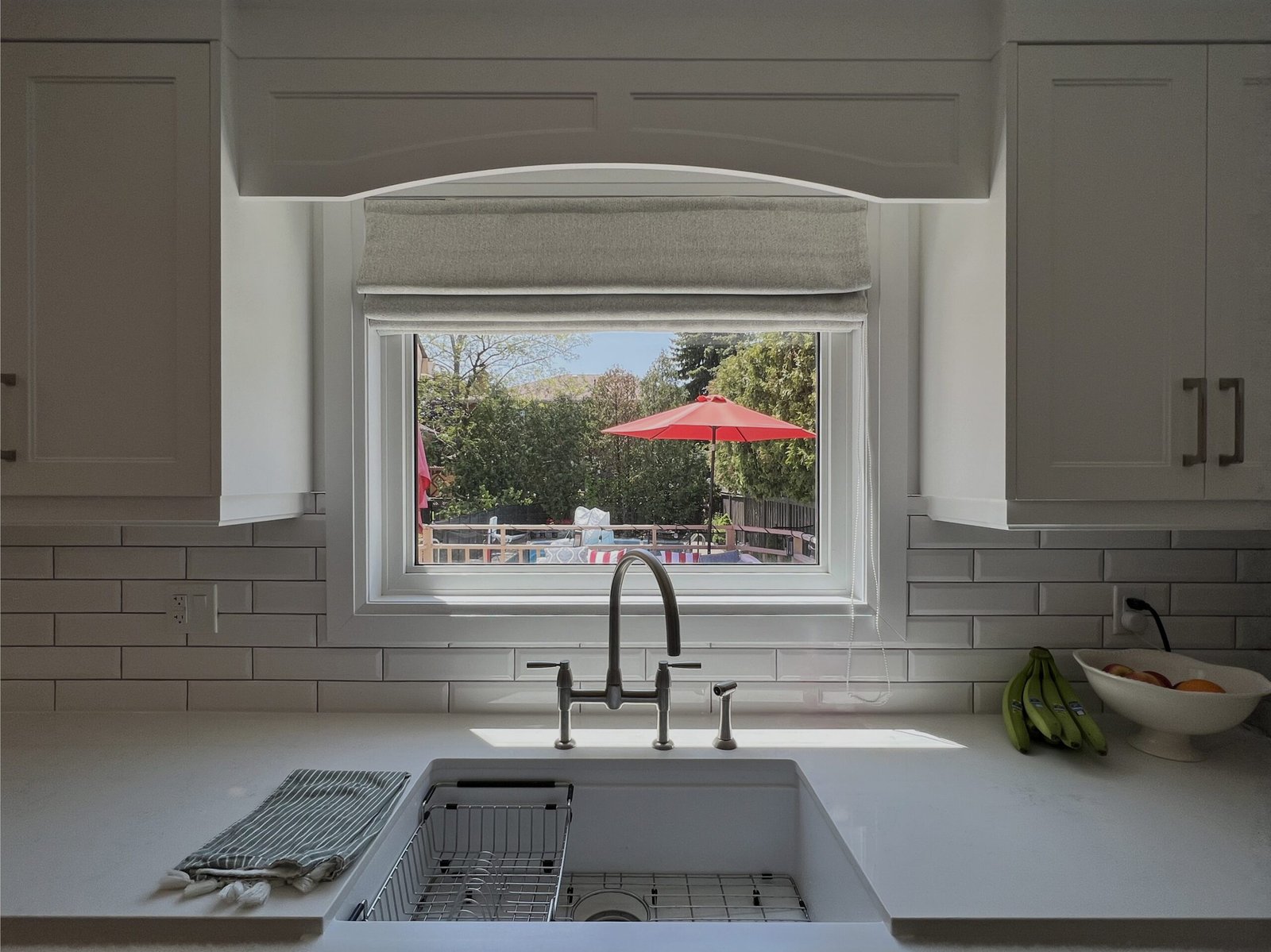 Soft-fold Roman shade in a Toronto kitchen