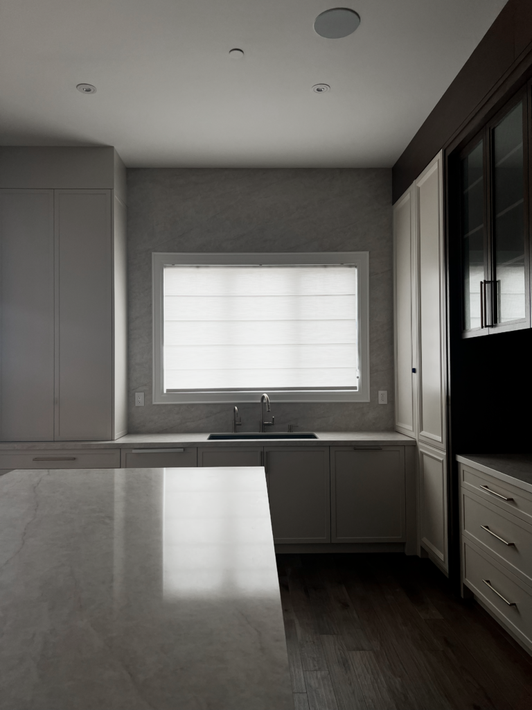 a roman shade in toronto kitchen