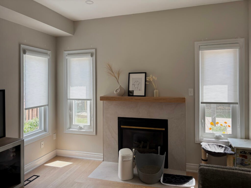Custom roller shades in a Toronto home
