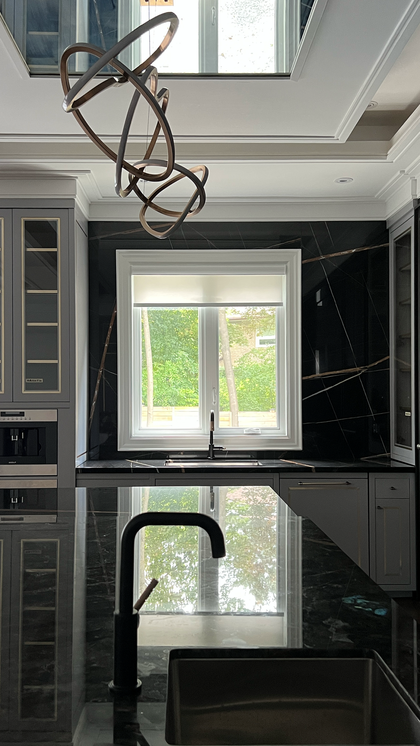 Custom window treatments styled in a designer living space