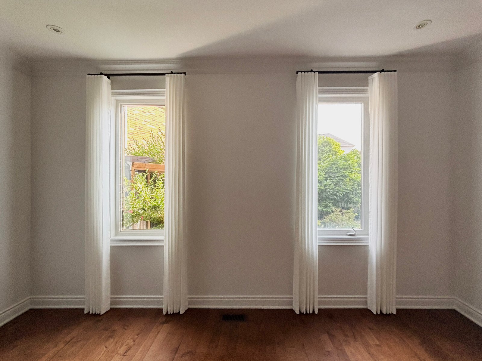 A Milton Home in Warm Neutrals: Zebra Blinds, Blackout Curtains and Sheers, Room by Room
