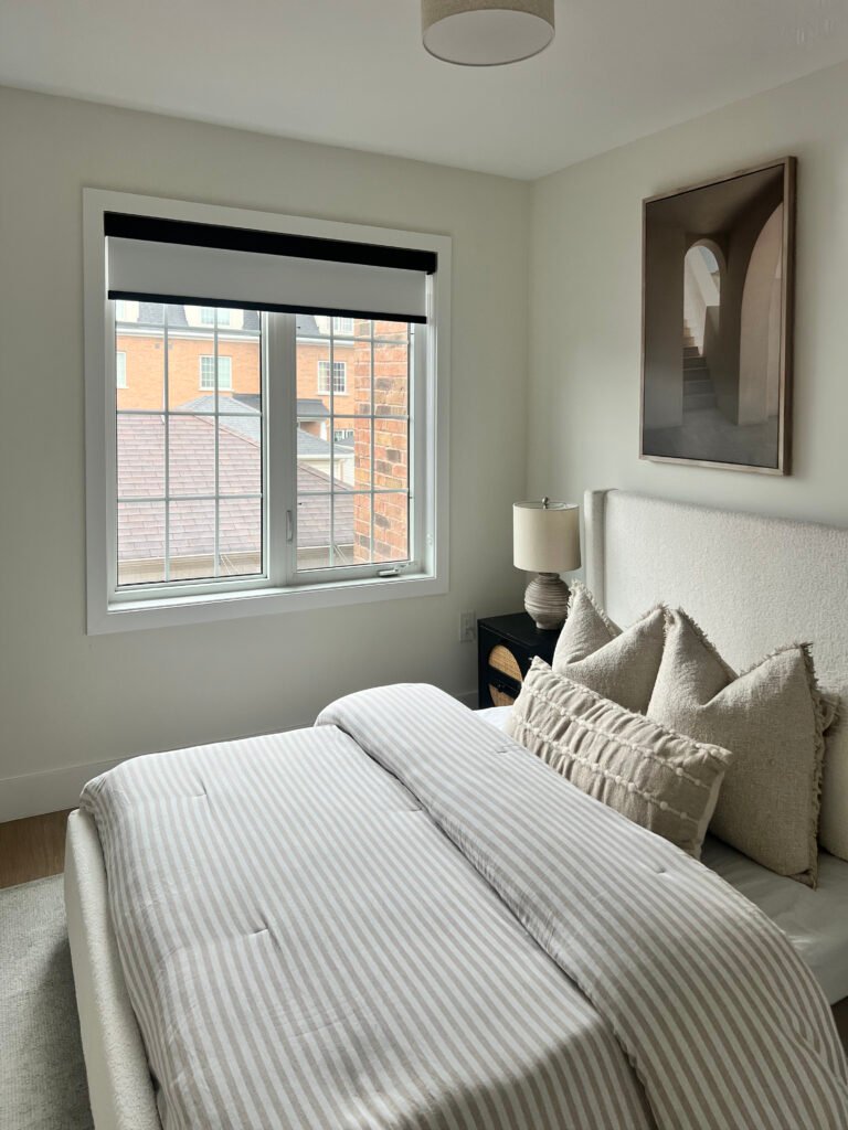Roller shades with black cassette in north york townhouse