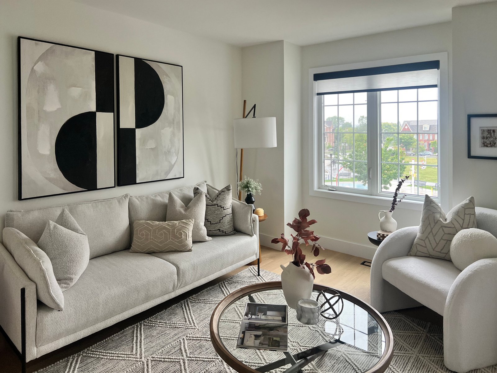 Roller shades with black cassette in north york townhouse